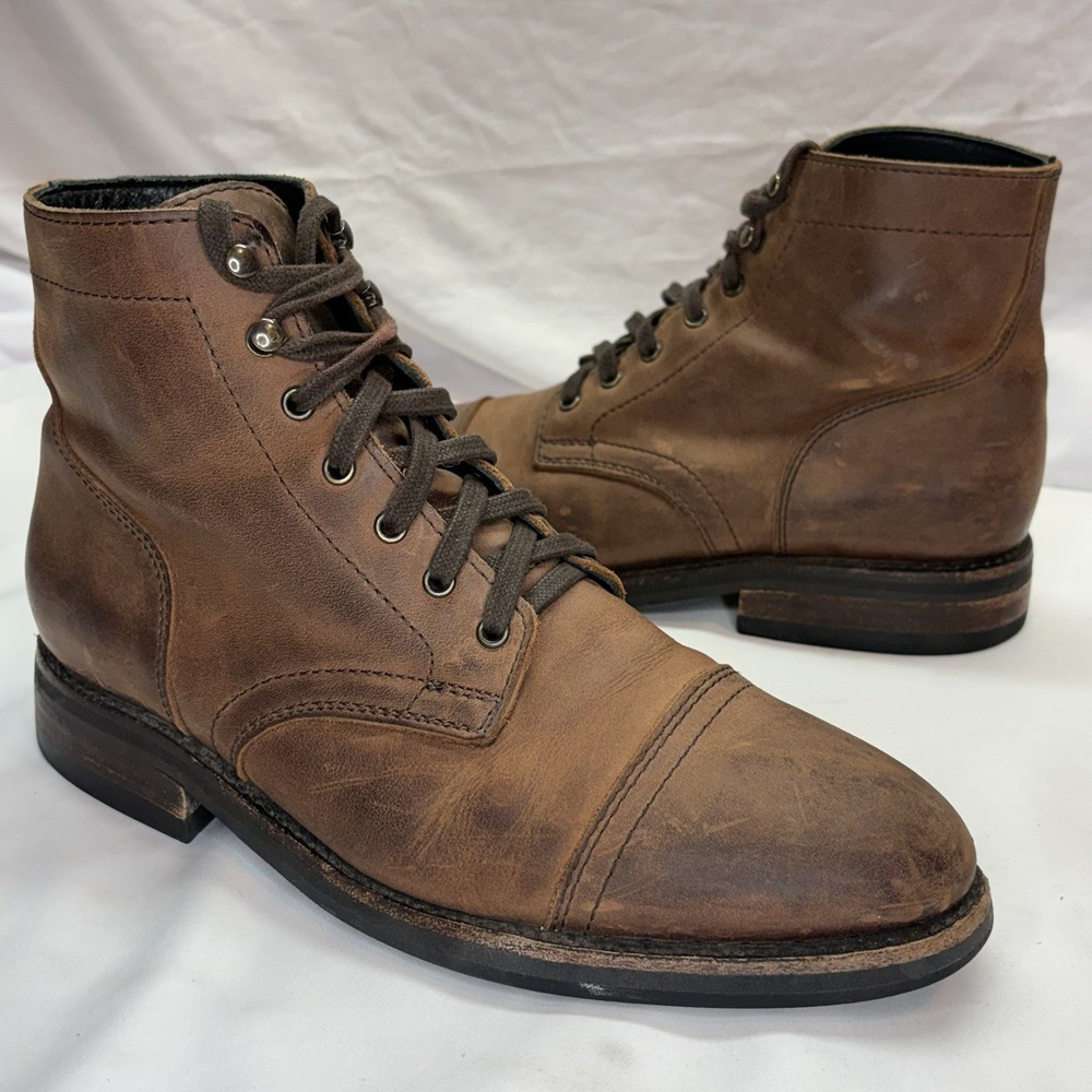 Thursday Boot Co Captain Brandy Leather Lace Up Cap Toe Ankle Boots Mens US 9